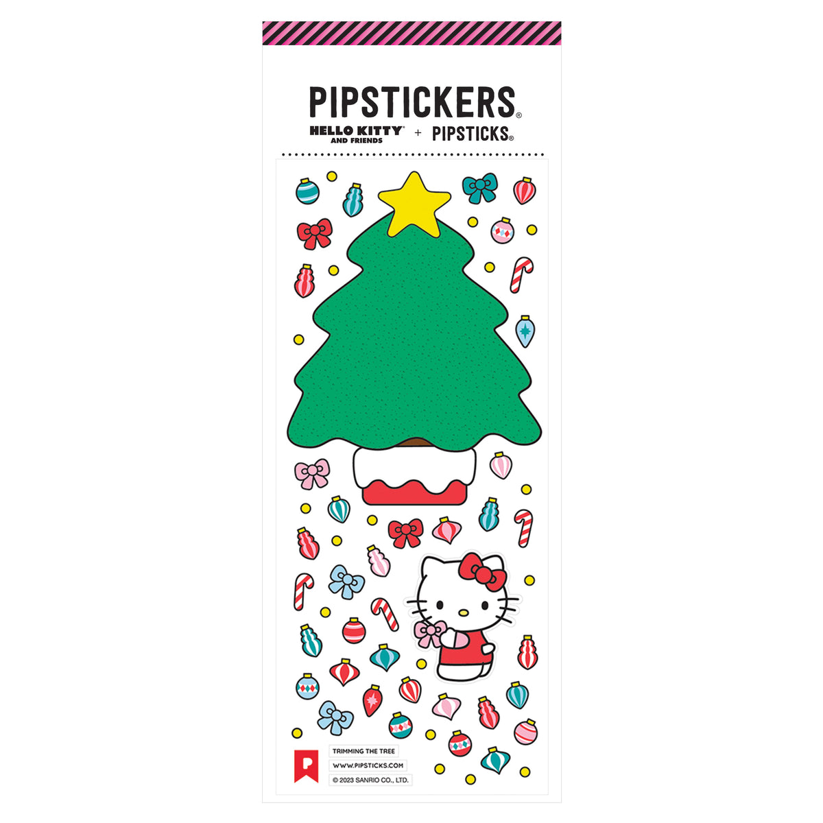 Hello Kitty x Pipsticks Trimming The Tree Sticker Sheet Stationery Pipsticks Inc   