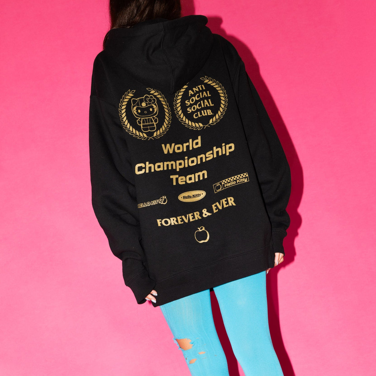 Anti Social Social Club x Hello Kitty World Champ Hoodie (Black) Apparel Anti Social Social Club