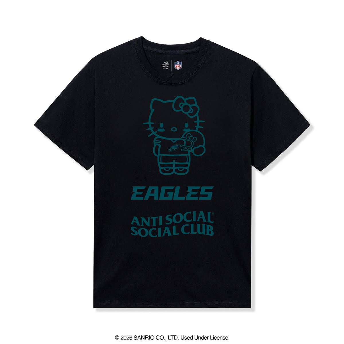 Anti Social Social Club x Hello Kitty Eagles Touchdown Tee (Black) Apparel Anti Social Social Club