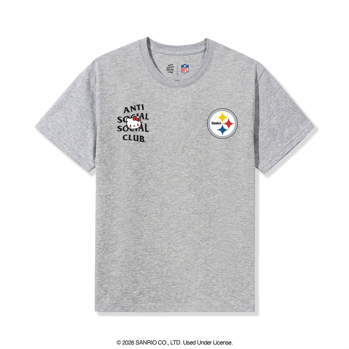 Anti Social Social Club x Hello Kitty Steelers Blitz Tee (Heather Grey) Apparel Anti Social Social Club
