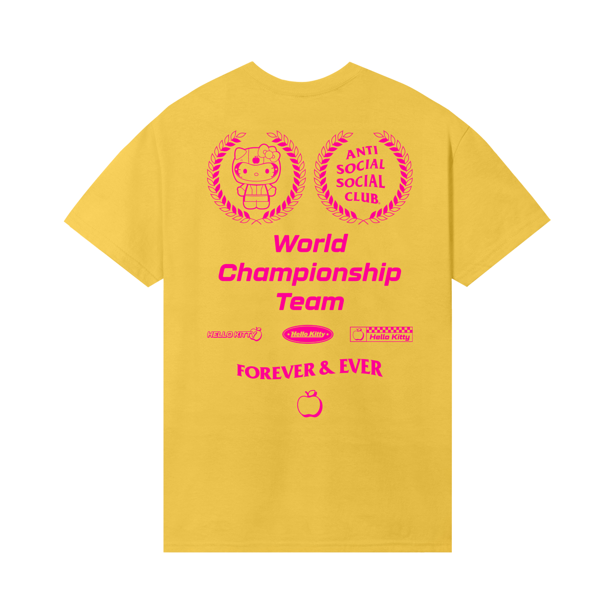 Anti Social Social Club x Hello Kitty World Champ Tee (Lemon Yellow) Apparel Anti Social Social Club