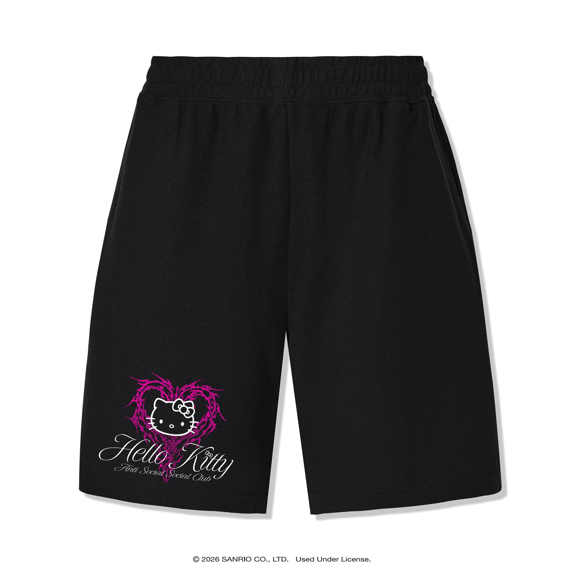 正規品★USED! Zumba ×HELLO KITTY白黒柄上下セットS Anti Social Social Club x Hello Kitty Love Shorts (Black)