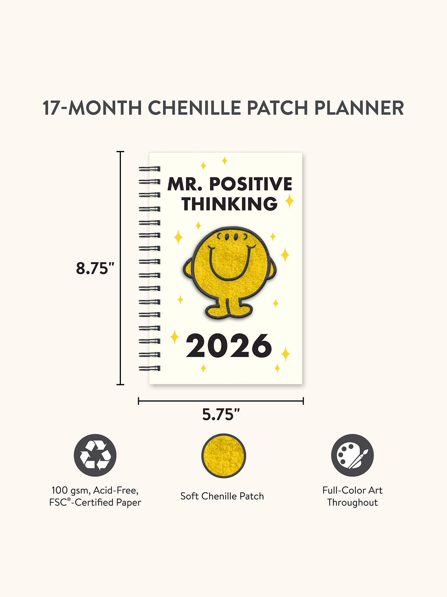 Mr. Positive x Studio Oh! 2026 Thinking Chenille Patch Planner Stationery Studio Oh!