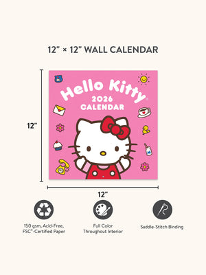Hello Kitty x Studio Oh! 2026 Playful Pink Wall Calendar