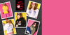 A collage of five fashion photos against an asphalt background, featuring a model wearing graphic T-shirts, hoodies, shorts, and pink sunglasses. 
