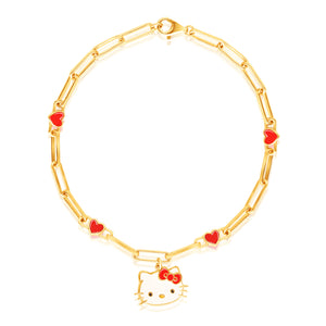 Hello Kitty Yellow Gold Paperclip Bracelet Jewelry JACMEL JEWELRY INC   