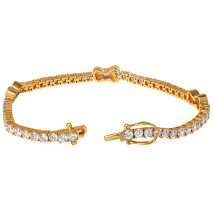 Hello Kitty Two-Tone Gold Plated Bow Tennis Bracelet (Pink & White Sapphire) Jewelry JACMEL JEWELRY INC