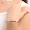 Hello Kitty Two-Tone Gold Plated Bow Tennis Bracelet (Pink & White Sapphire) Jewelry JACMEL JEWELRY INC