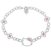 Hello Kitty Quatrefoil Sterling Silver Bracelet (Pink & White Sapphire) Jewelry Jacmel Jewelry