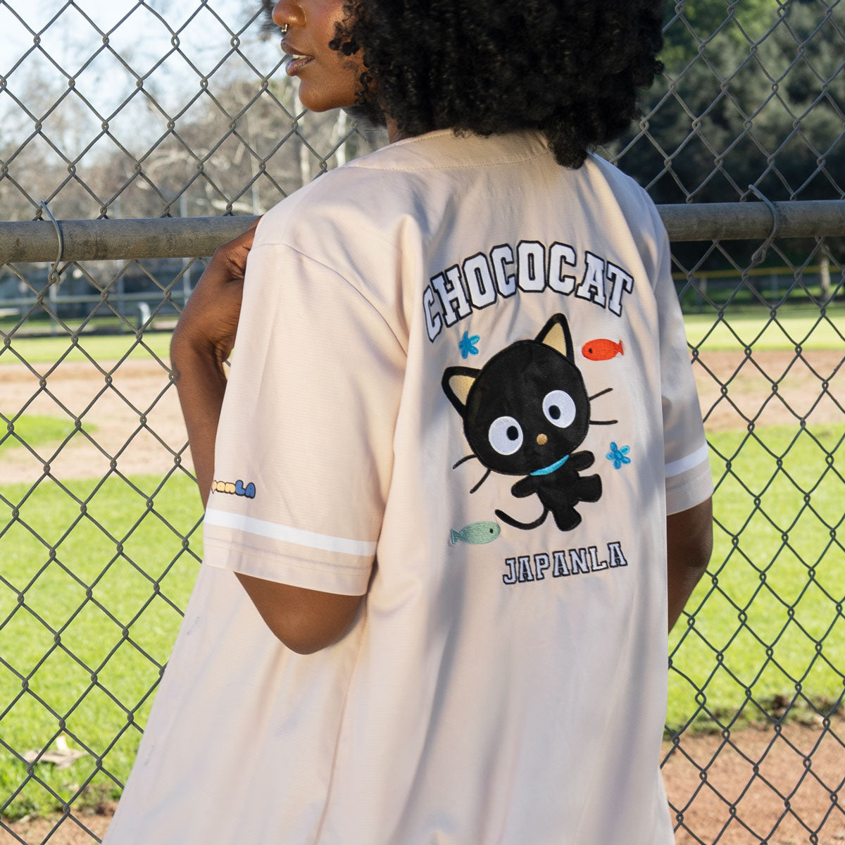 Chococat x JapanLA Baseball Jersey (Beige) Apparel JapanLA