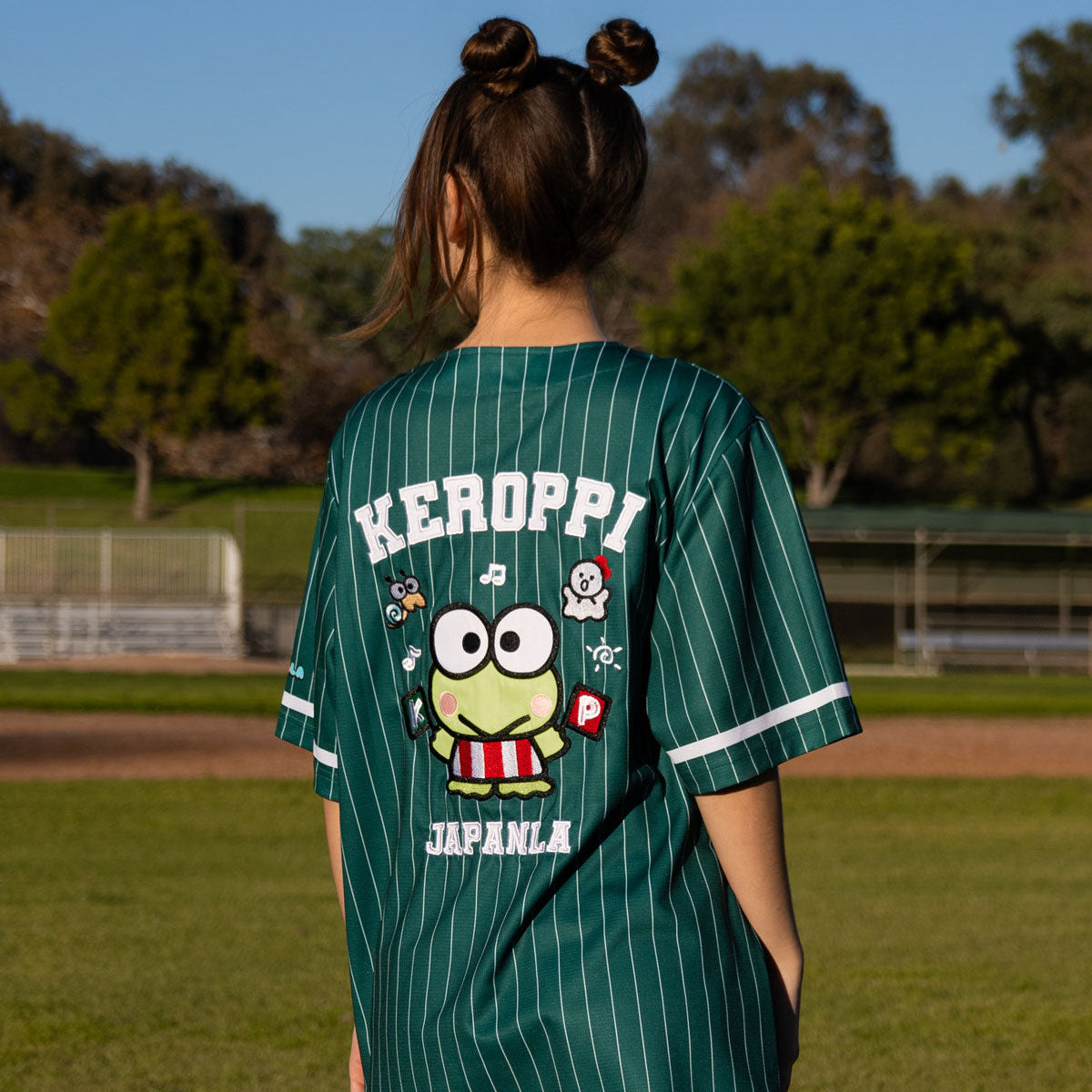 Keroppi x JapanLA Baseball Jersey (Green) Apparel JapanLA