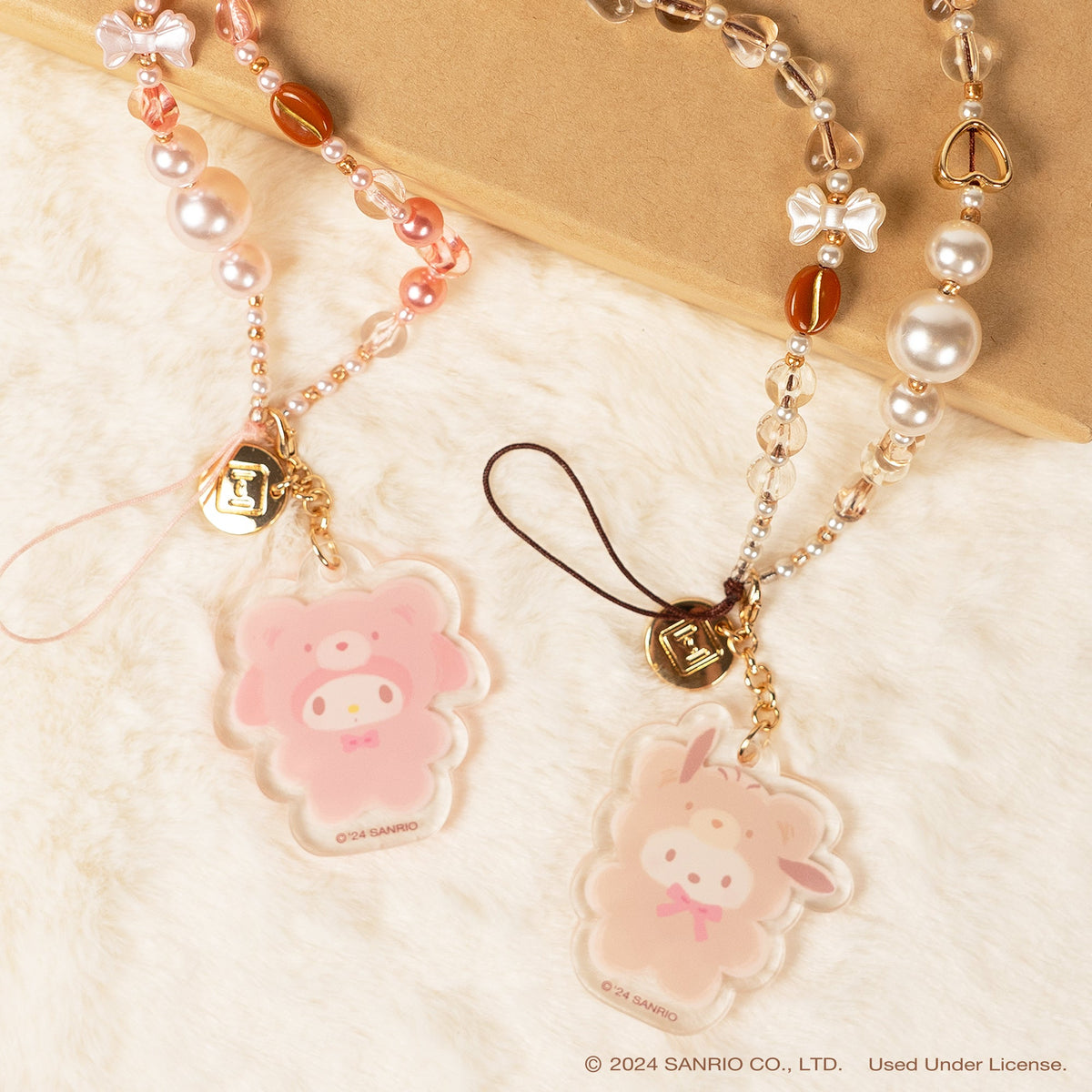 Pochacco Latte Bear Beaded Charm Mobile Phone Wrist Strap