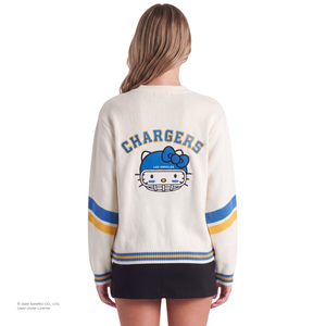 Hello Kitty x The Wild Collective Los Angeles Chargers Cropped Cardigan Apparel The Wild Collective