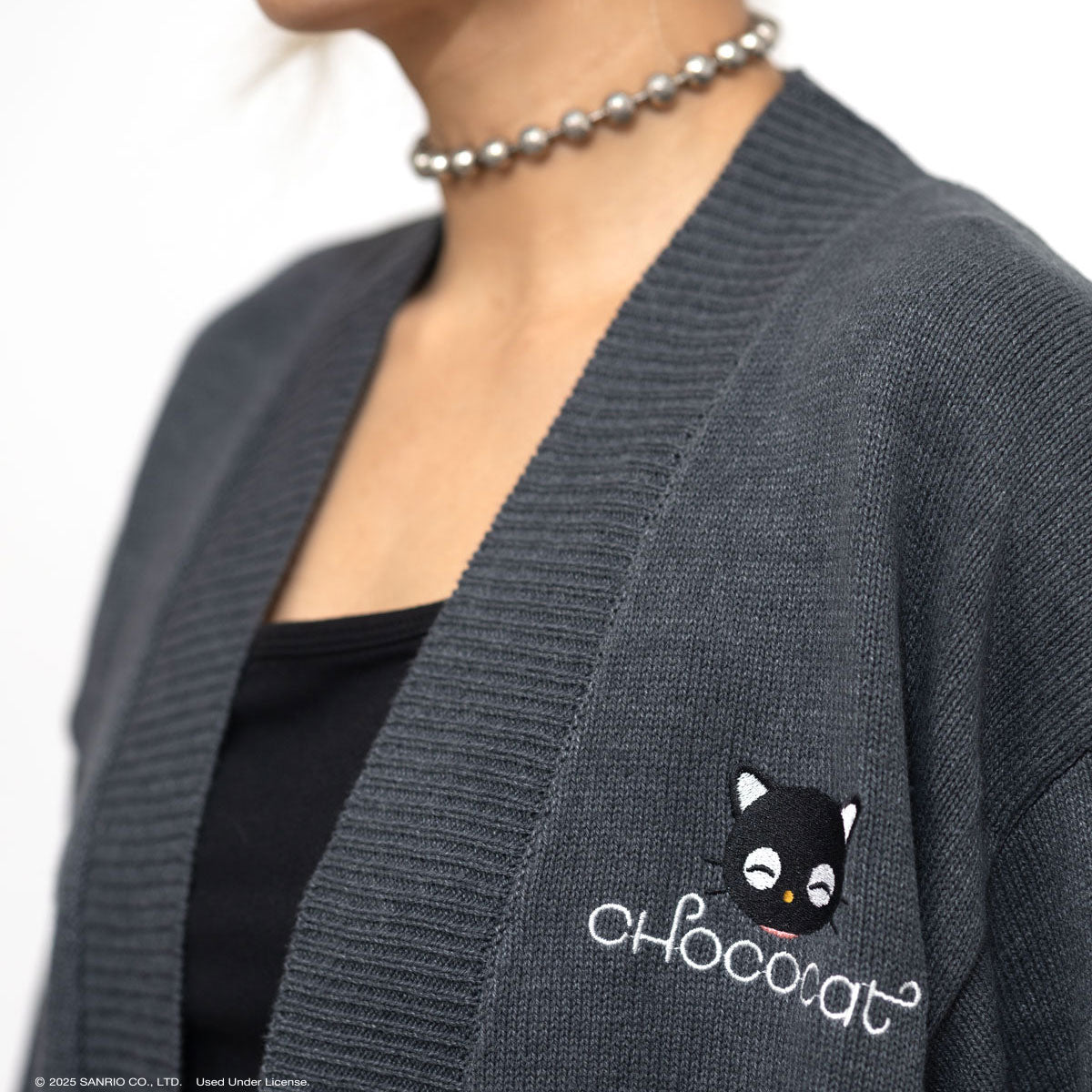 Chococat x JapanLA Flowers Embroidered Knit Cardigan Apparel JapanLA