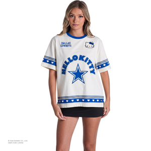 Hello Kitty x The Wild Collective Dallas Cowboys Drop Shoulder Boyfriend Tee Apparel The Wild Collective