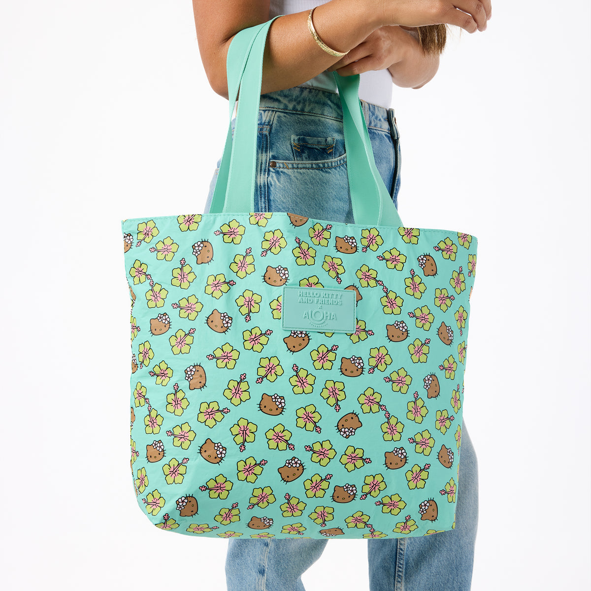Hello Kitty x Aloha Collection Day Tripper Tote Bag (Hibiscus Kitty - Tan/Splash) Bags Aloha Collection Inc