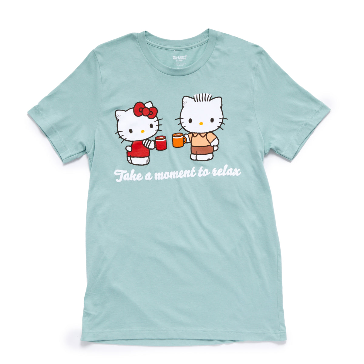 Hello Kitty & Dear Daniel Adult Take A Moment To Relax Tee (Light Green) Apparel Mad Engine Global LLC