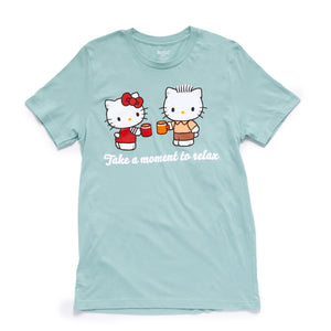 Hello Kitty & Dear Daniel Adult Take A Moment To Relax Tee (Light Green) Apparel Mad Engine Global LLC