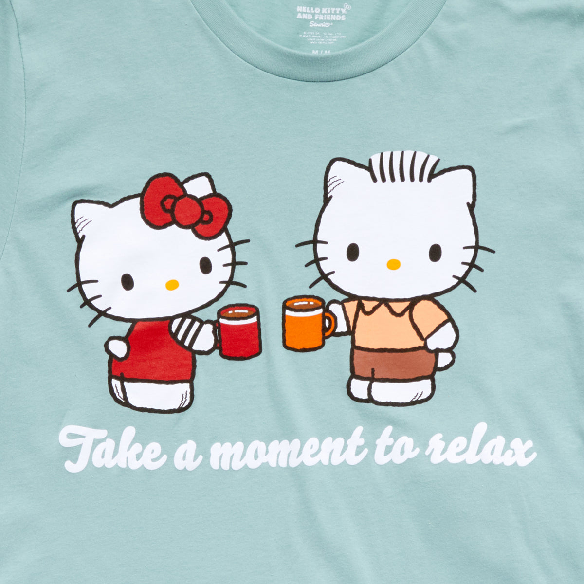 Hello Kitty & Dear Daniel Adult Take A Moment To Relax Tee (Light Green) Apparel Mad Engine Global LLC