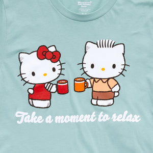Hello Kitty & Dear Daniel Adult Take A Moment To Relax Tee (Light Green) Apparel Mad Engine Global LLC