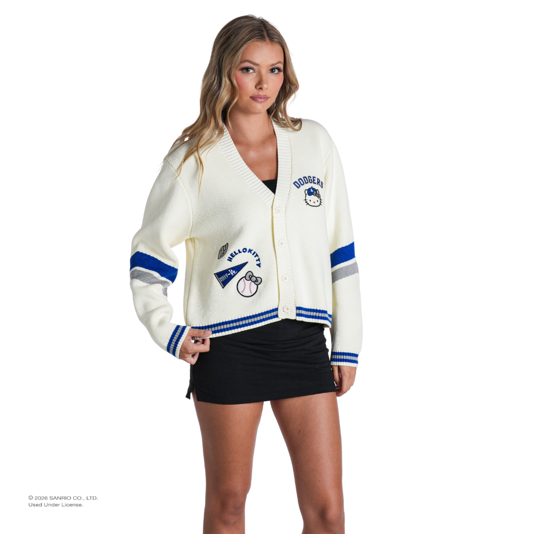 Hello Kitty x The Wild Collective Los Angeles Dodgers Cropped Cardigan