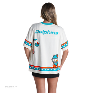 Hello Kitty x The Wild Collective Miami Dolphins Drop Shoulder Boyfriend Tee Apparel The Wild Collective