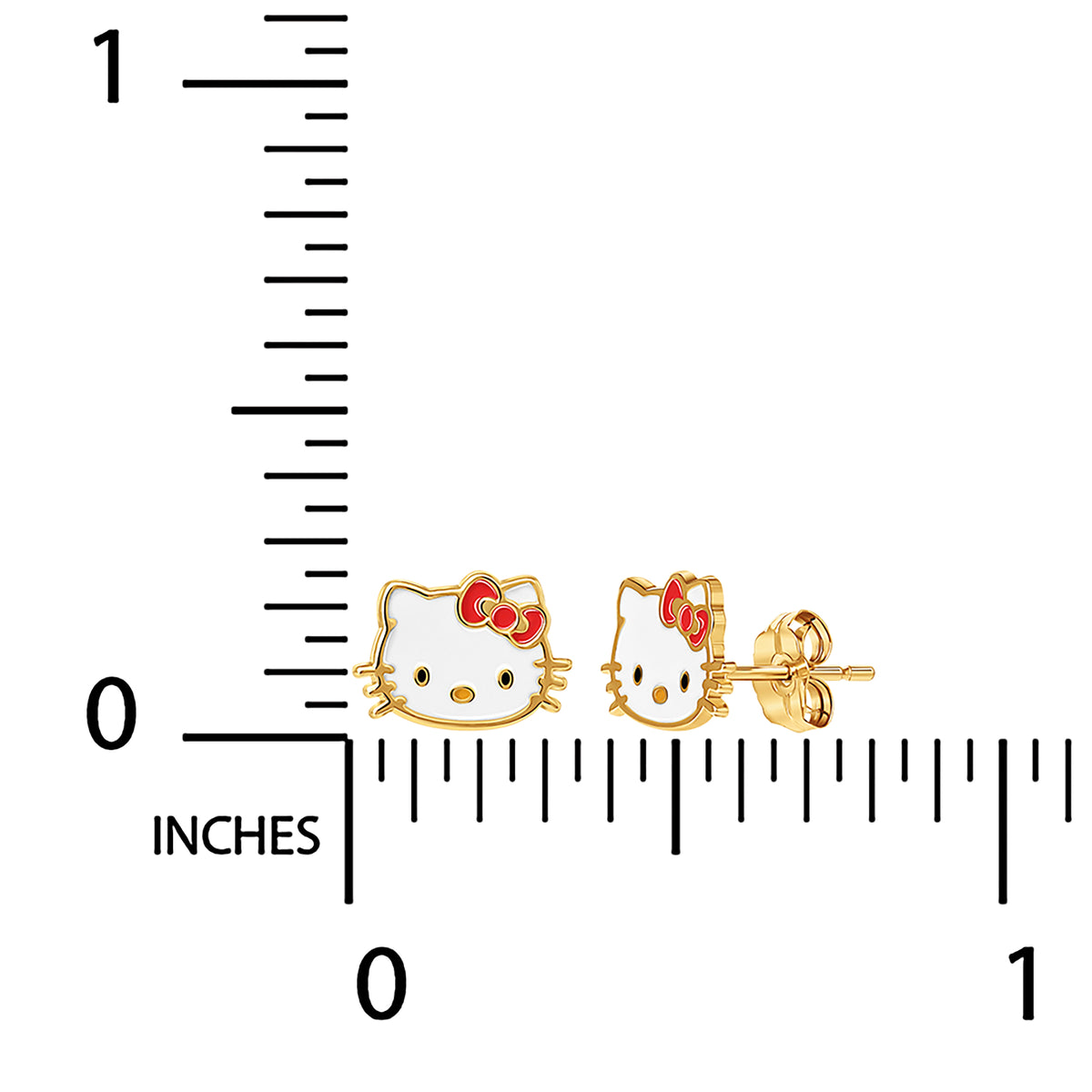 Hello Kitty 10K Yellow Gold Enamel Stud Earrings Jewelry JACMEL JEWELRY INC   
