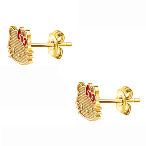 Hello Kitty 10K Yellow Gold Stud Earrings With Enamel Bow Jewelry JACMEL JEWELRY INC   