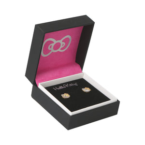 Hello Kitty Two-Tone Gold Plated Stud Earrings (Diamond & Mother of Pearl) Jewelry JACMEL JEWELRY INC