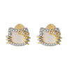 Hello Kitty Two-Tone Gold Plated Stud Earrings (Diamond & Mother of Pearl) Jewelry Jacmel Jewelry