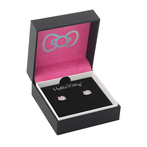 Hello Kitty Two-Tone Gold Plated Stud Earrings (White Sapphire) Jewelry JACMEL JEWELRY INC