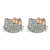 Hello Kitty Two-Tone Gold Plated Stud Earrings (White Sapphire) Jewelry JACMEL JEWELRY INC