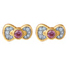 Hello Kitty Two-Tone Gold Plated Bow Stud Earrings (Pink & White Sapphire) Jewelry JACMEL JEWELRY INC