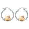 Hello Kitty Two-Tone Gold Plated Hoop Earrings (White Sapphire) Jewelry JACMEL JEWELRY INC