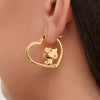 Hello Kitty Gold Plated Heart-Shaped Hoop Earrings (Pink & White Sapphire) Jewelry JACMEL JEWELRY INC