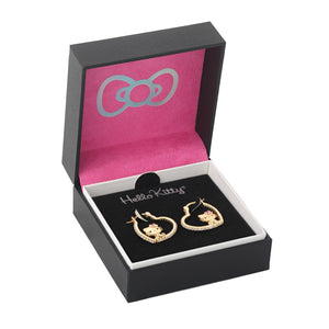 Hello Kitty Gold Plated Heart-Shaped Hoop Earrings (Pink & White Sapphire) Jewelry JACMEL JEWELRY INC