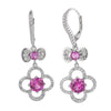 Hello Kitty Quatrefoil Sterling Silver Drop Earrings (Pink & White Sapphire) Jewelry Jacmel Jewelry