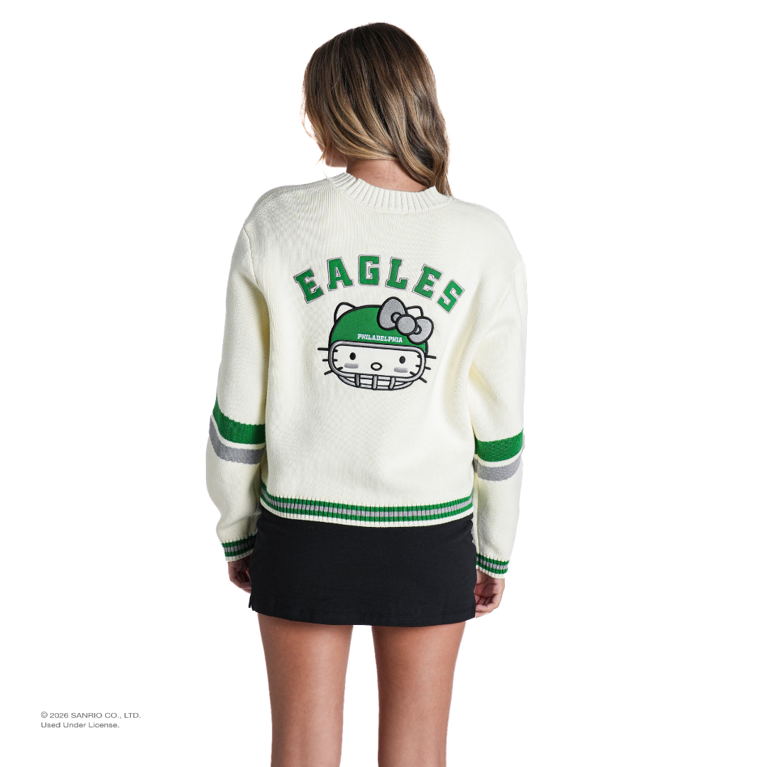 Hello Kitty x The Wild Collective Philadelphia Eagles Cropped Cardigan Apparel The Wild Collective