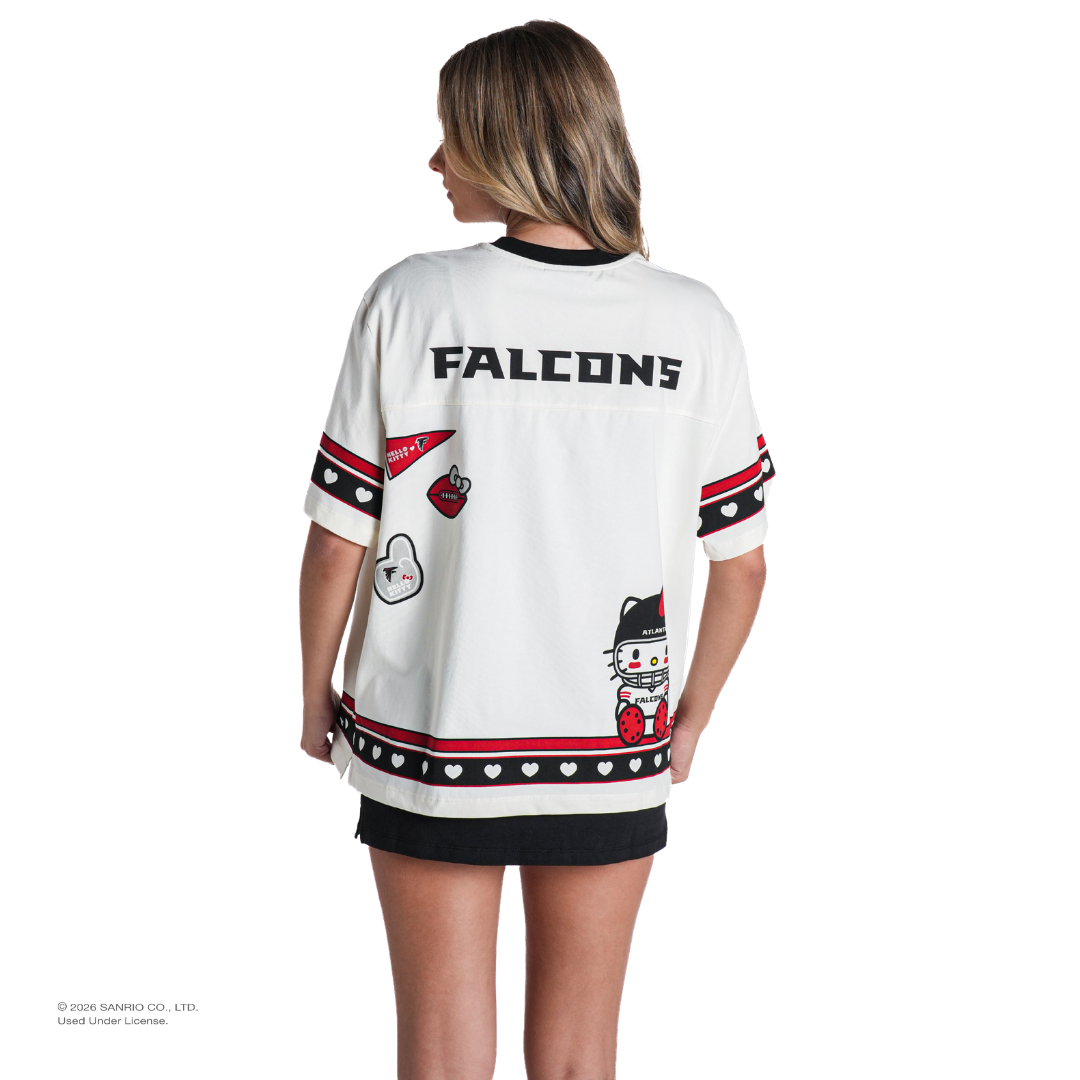 Hello Kitty x The Wild Collective Atlanta Falcons Drop Shoulder Boyfriend Tee Apparel The Wild Collective
