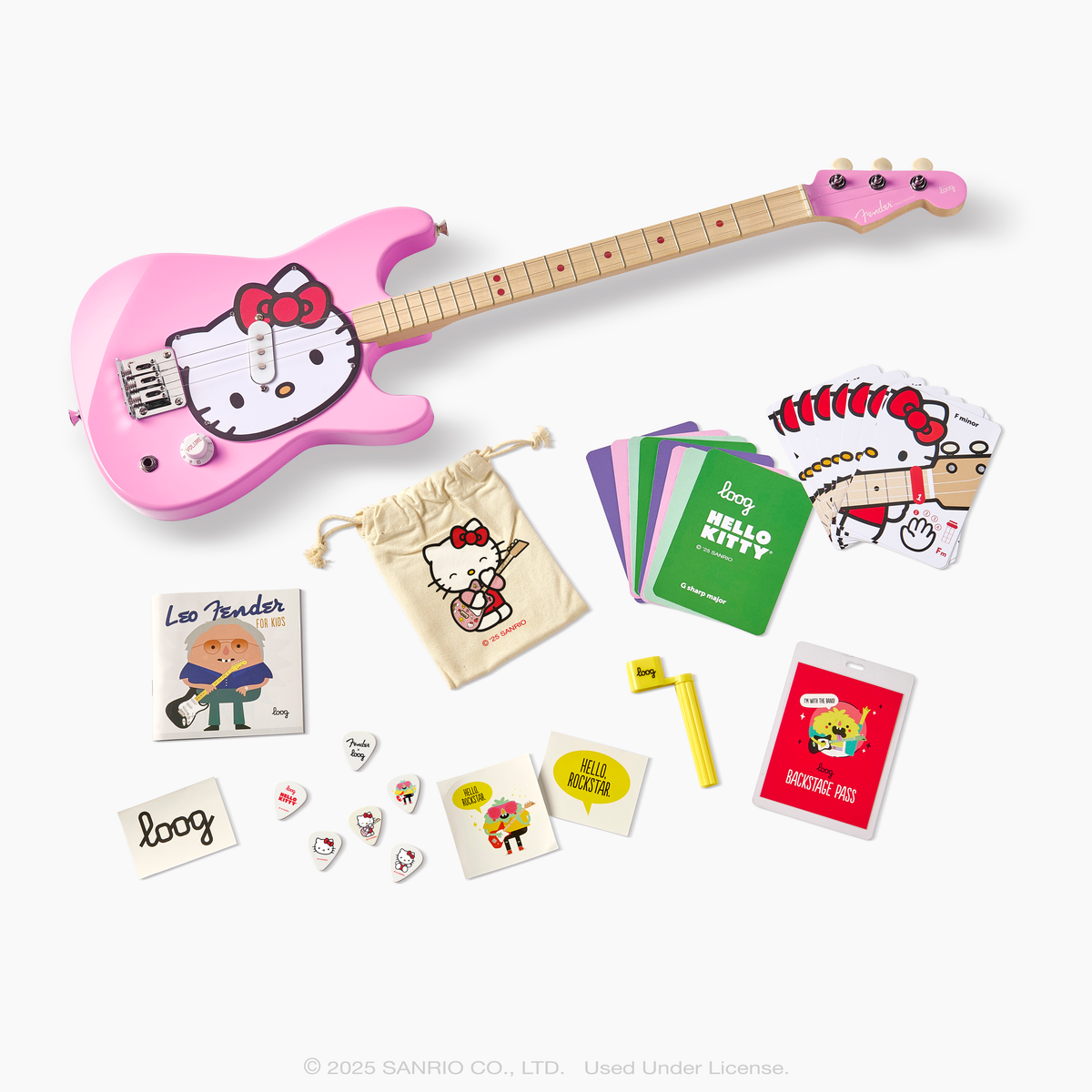 Fender x Loog Hello Kitty Kids Stratocaster Guitar (Pink) Home Loog Guitars
