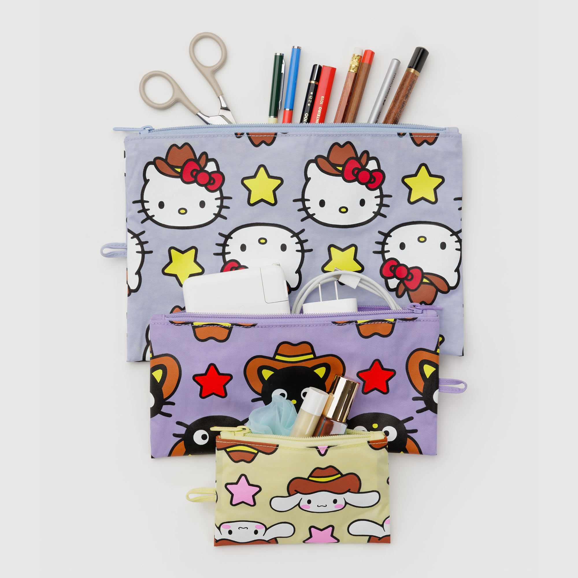 Hello Kitty and Friends x Baggu 3-pc Flat Pouch Set (Western) Bags Baggu Corporation