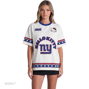 Hello Kitty x The Wild Collective New York Giants Drop Shoulder Boyfriend Tee Apparel The Wild Collective