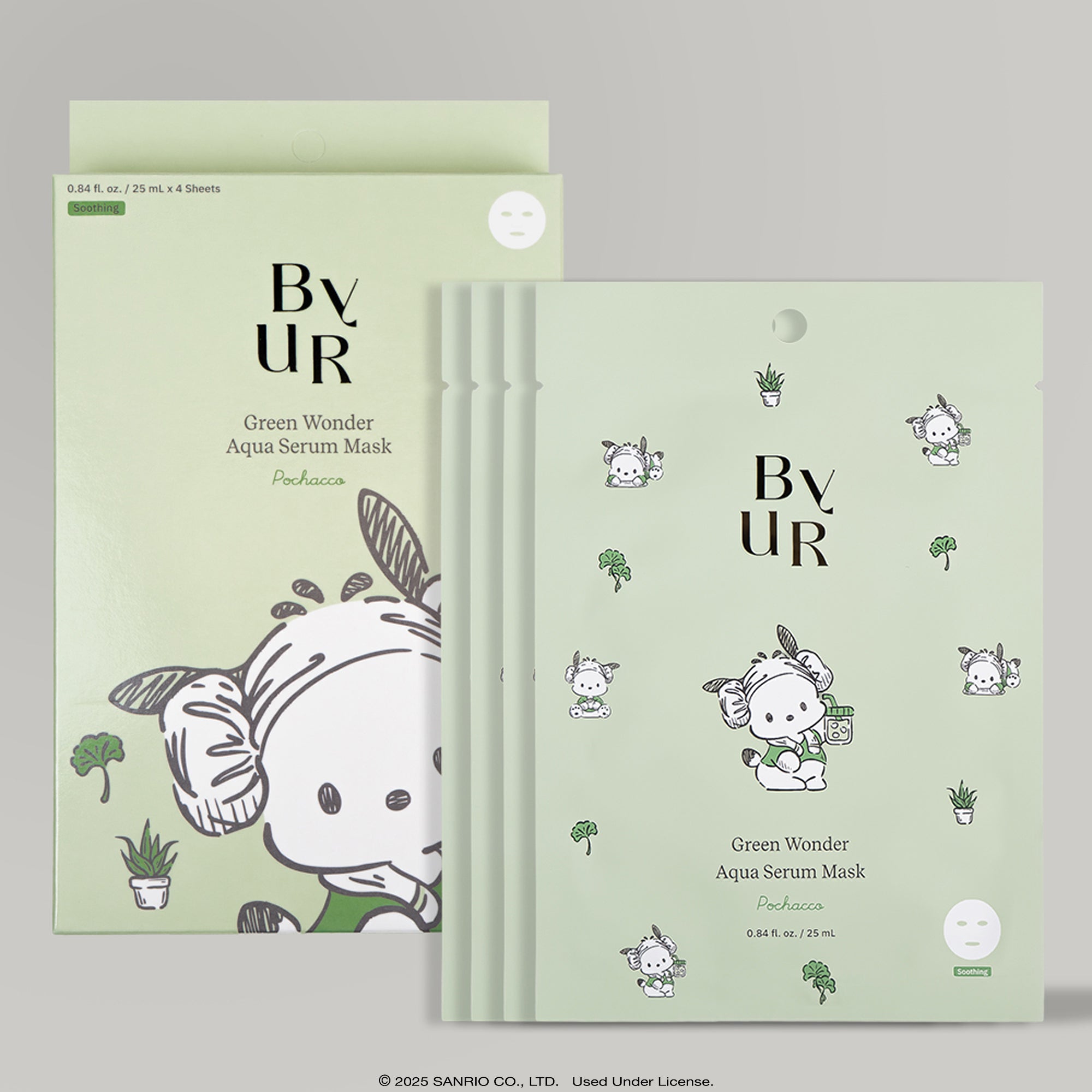 Pochacco x ByUR Green Wonder Aqua Serum Mask (4pc) (POPUP) Beauty ByUR US