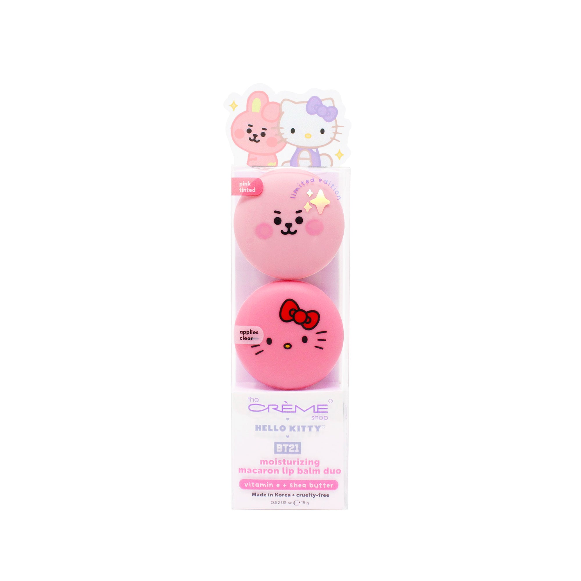 Hello Kitty & BT21 COOKY Moisturizing Macaron Lip Balm Duo Beauty The Crème Shop   