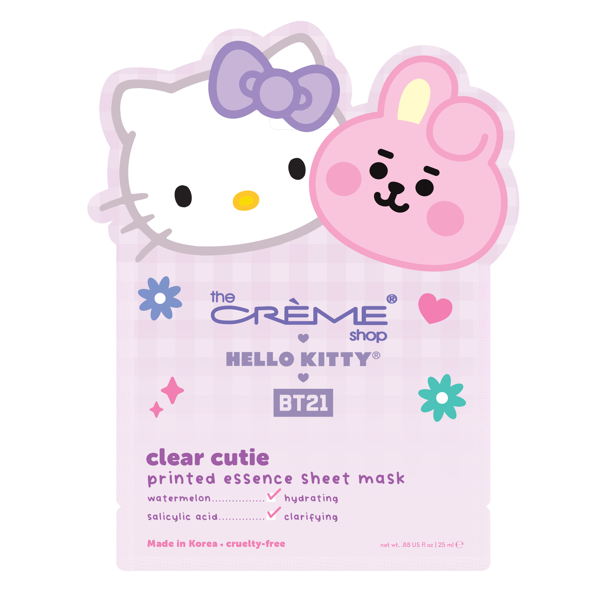 Hello Kitty & BT21 Clear Cutie Printed Essence Sheet Mask Beauty The Crème Shop   