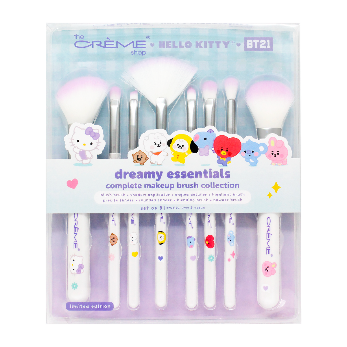 Hello Kitty & BT21 Dreamy Essentials Makeup Brush Collection (Set of 8