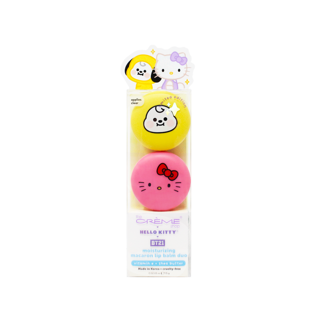 Hello Kitty &amp; BT21 CHIMMY Moisturizing Macaron Lip Balm Duo Beauty The Crème Shop   