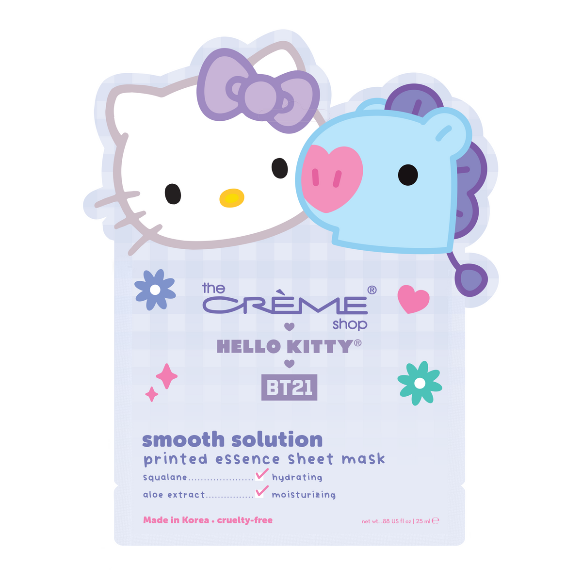 Hello Kitty &amp; BT21 Smooth Solution Printed Essence Sheet Mask Beauty The Crème Shop   
