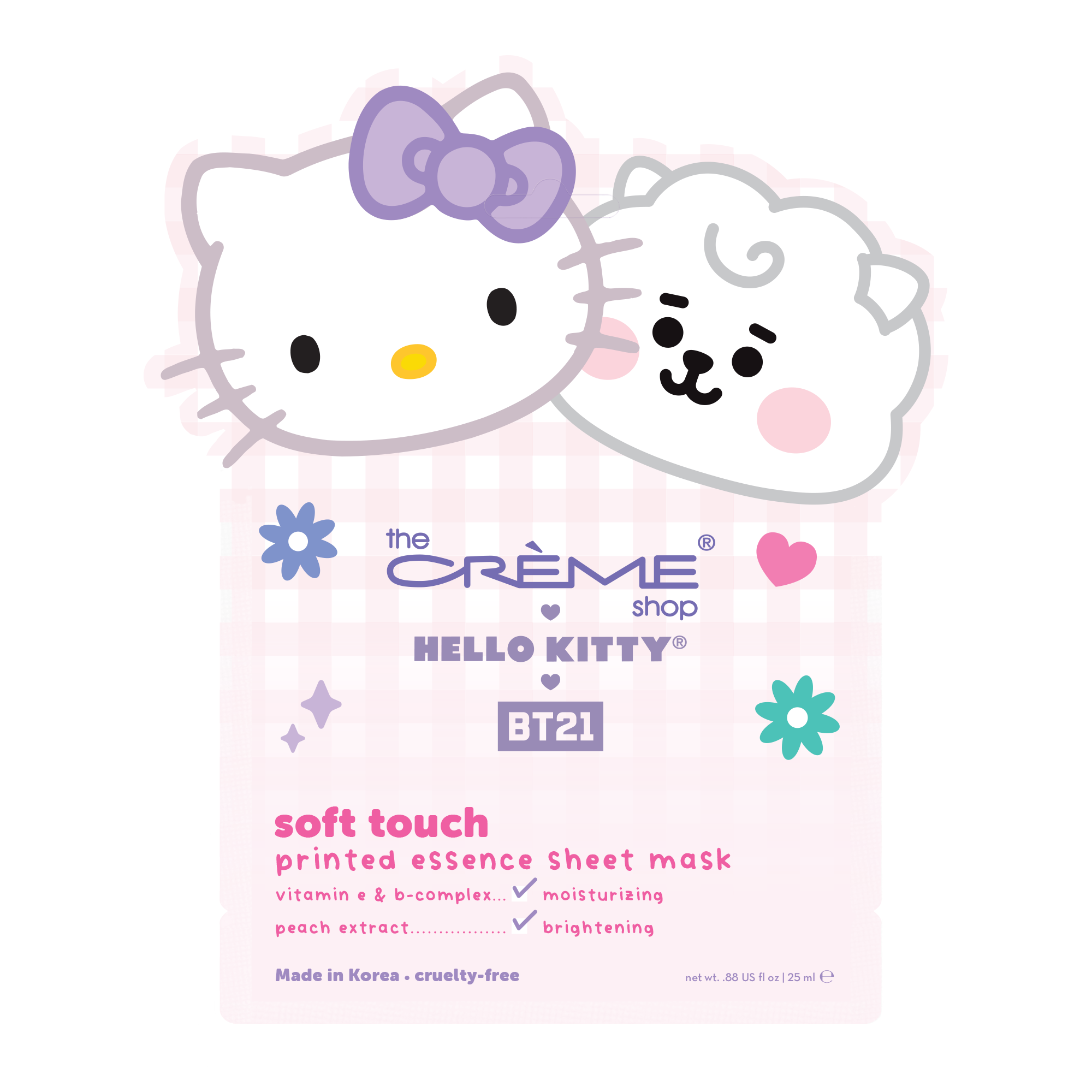 Hello Kitty & BT21 Soft Touch Printed Essence Sheet Mask Beauty The Crème Shop   