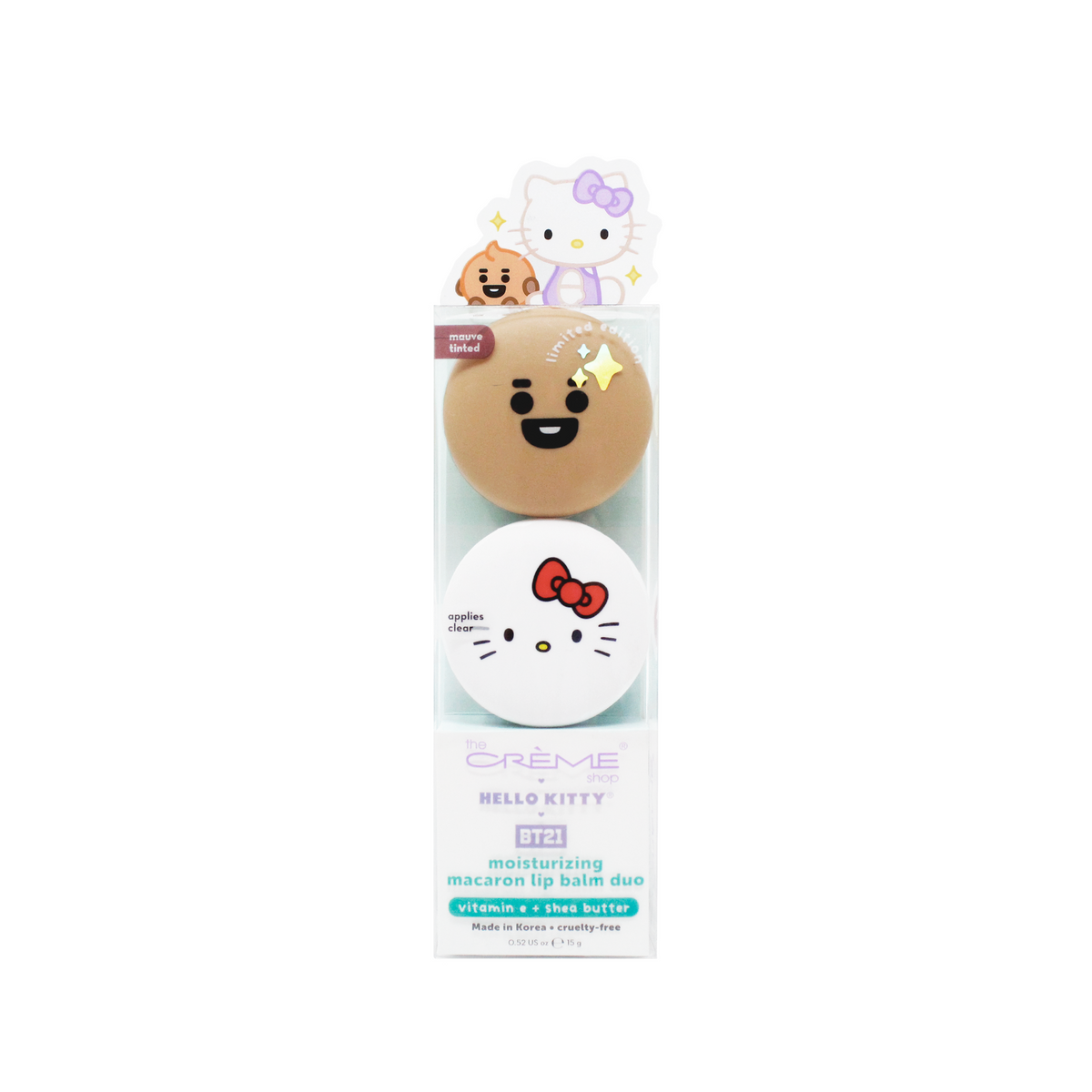 Hello Kitty &amp; BT21 SHOOKY Moisturizing Macaron Lip Balm Duo Beauty The Crème Shop   